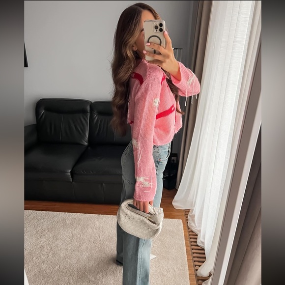 ZARA NEW WOMAN SS23 PINK JACQUARD KNIT CARDIGAN 1957/104 - Picture 4 of 11